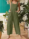 Loose Solid Color Wide Leg Jumpsuits