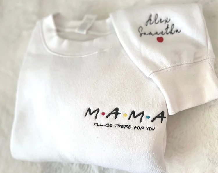 Custom embroidery sweatshirt, Mama embroidery sweatshirt, Custom embroidery date, Custom embroidery sleeve, Custom embroidery