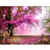 Deer And Red Tree  | Full Round Diamond Painting Kits