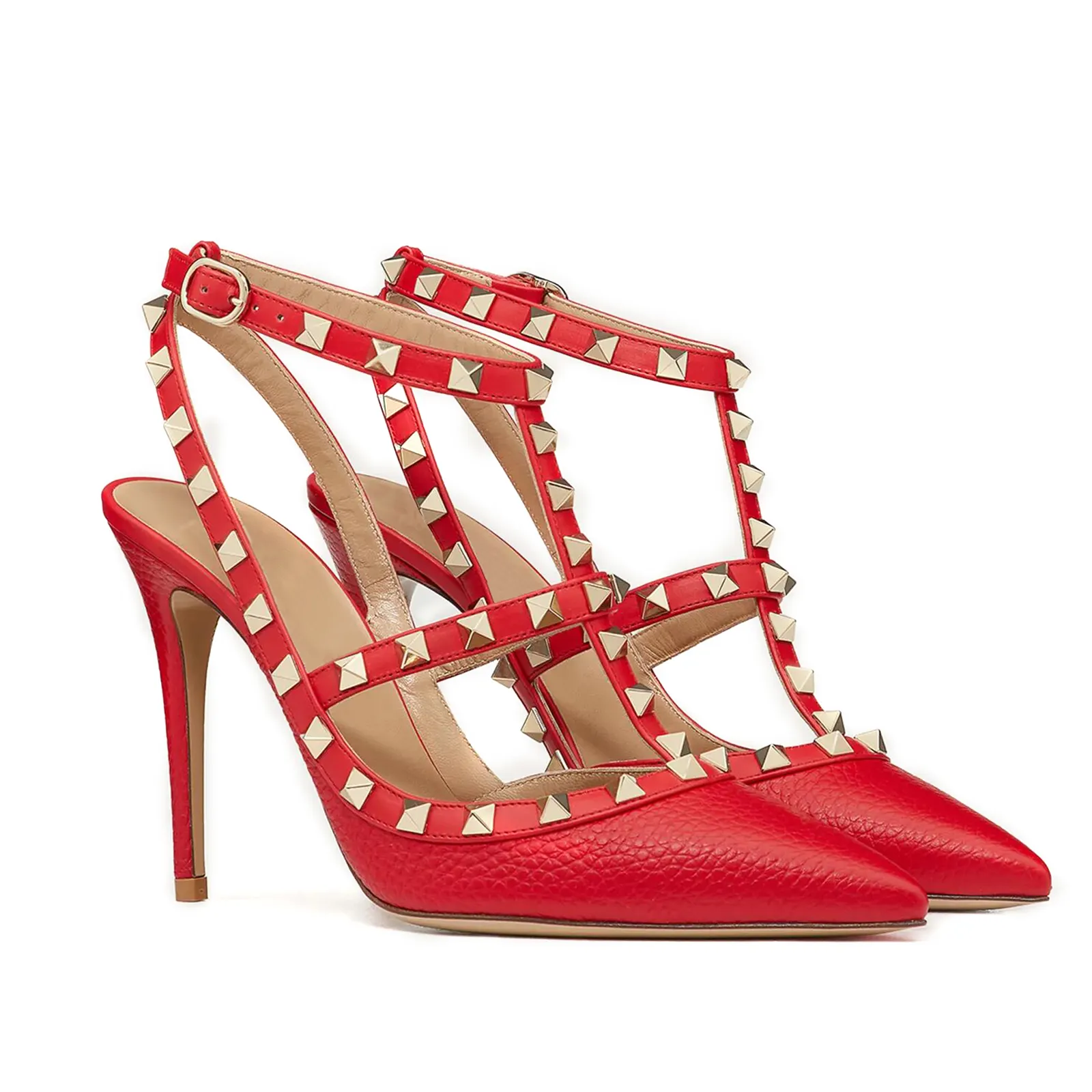 100mm High Heels Rivets Sandals Red Lines-vocosishoes