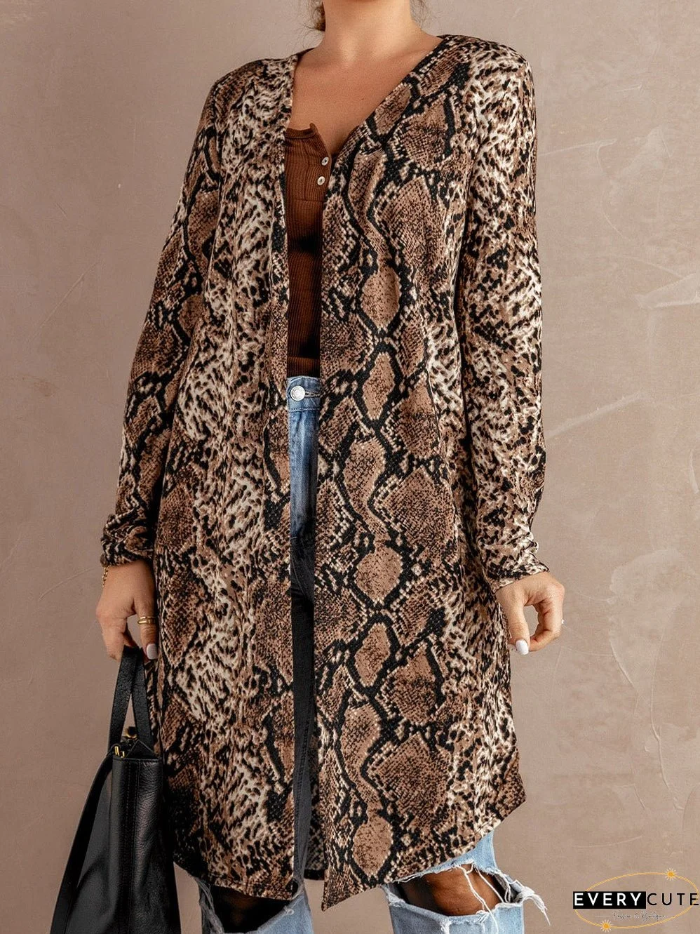 Leopard Print V-Neck Long Cardigan