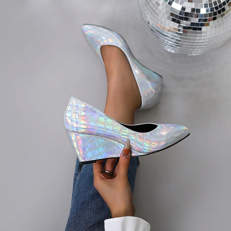 Wongn Wongn Spring And Autumn Slope Heel High Heel Pointed Shallow Mouth Single Shoes Women's Shoes