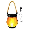 Solar Lanterns Lights with Dual Charging Modes of Solar & Type-C Flickering Flame Garden Light for Garden Yard Patio Decorative