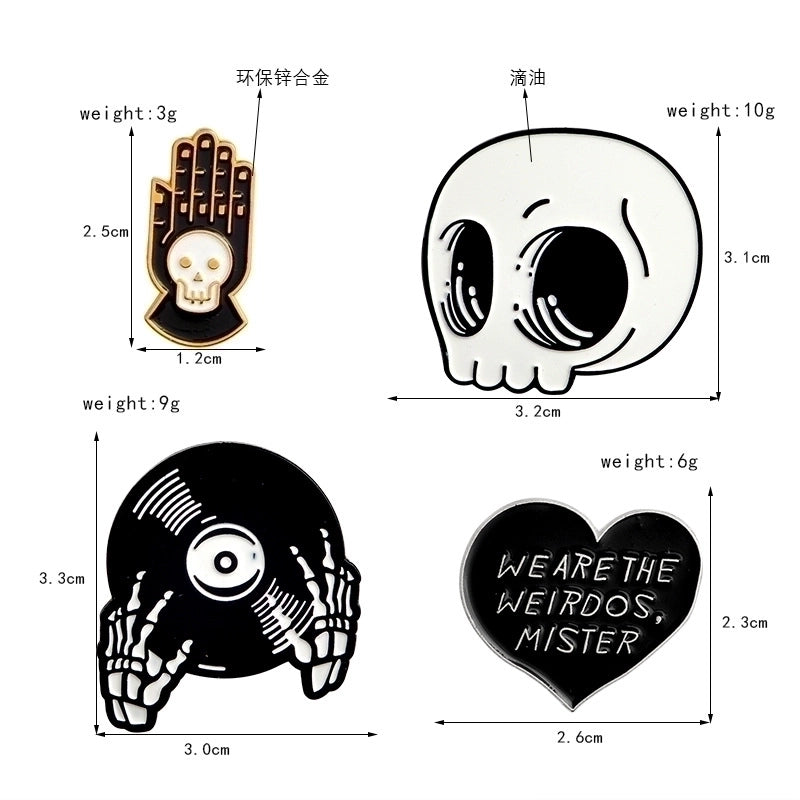 Cool Style CD Heart Shape Skull Alloy Stoving Varnish Plating Unisex Brooches