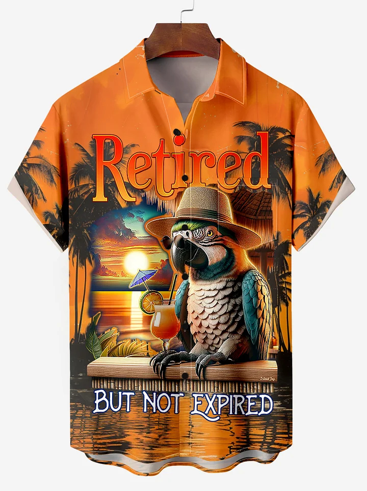 Men's Comfortable Sunset Hawaiian Beach Coconut Tree Landscape Printed Shirt PLUSCLOTHESMAN