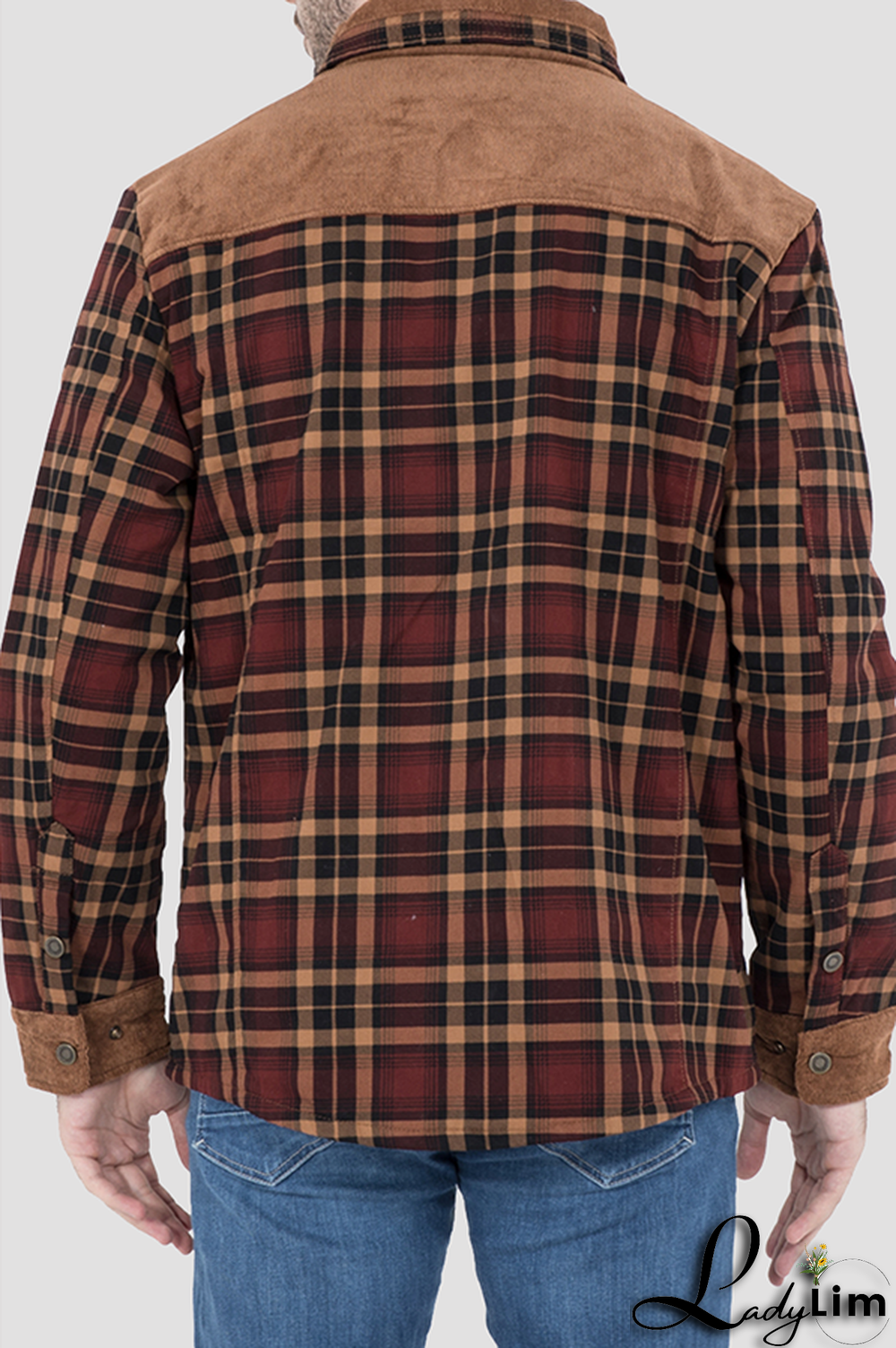 Dark Green Casual Plaid Split Joint Buckle Turndown Collar Outerwear