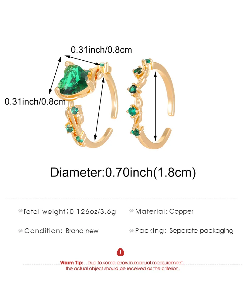 Copper and zirconia heart set ring
