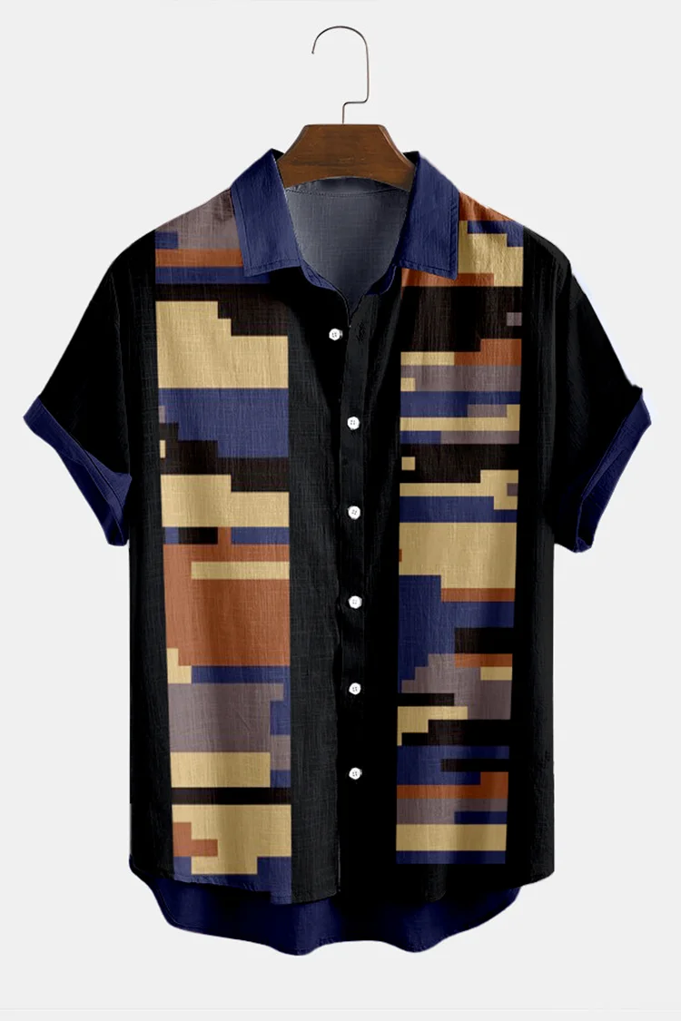 Casual Geometry Print Short Sleeve Shirt