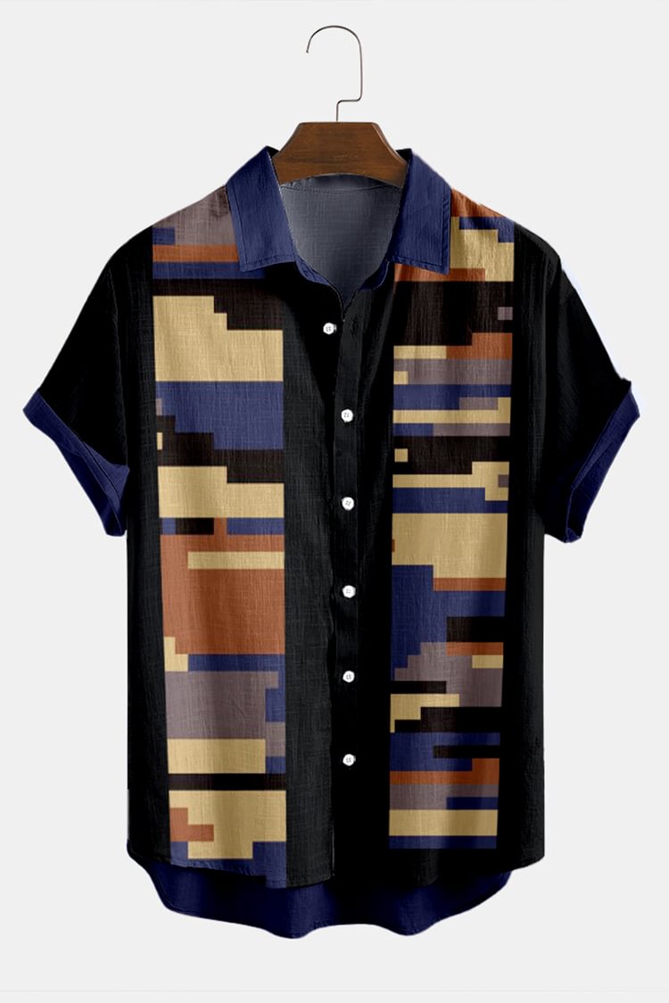 Casual Geometry Print Short Sleeve Shirt