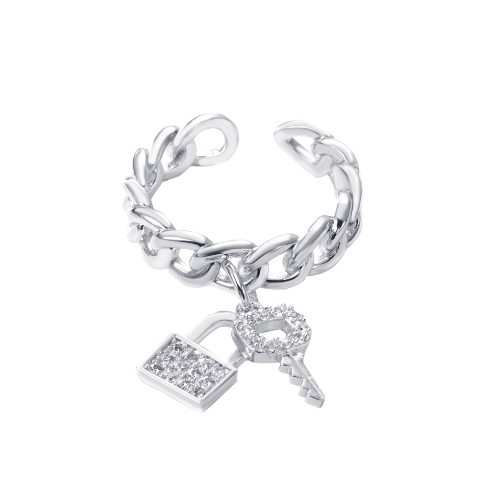 Key Lock Zirconia Gold Plated Ring