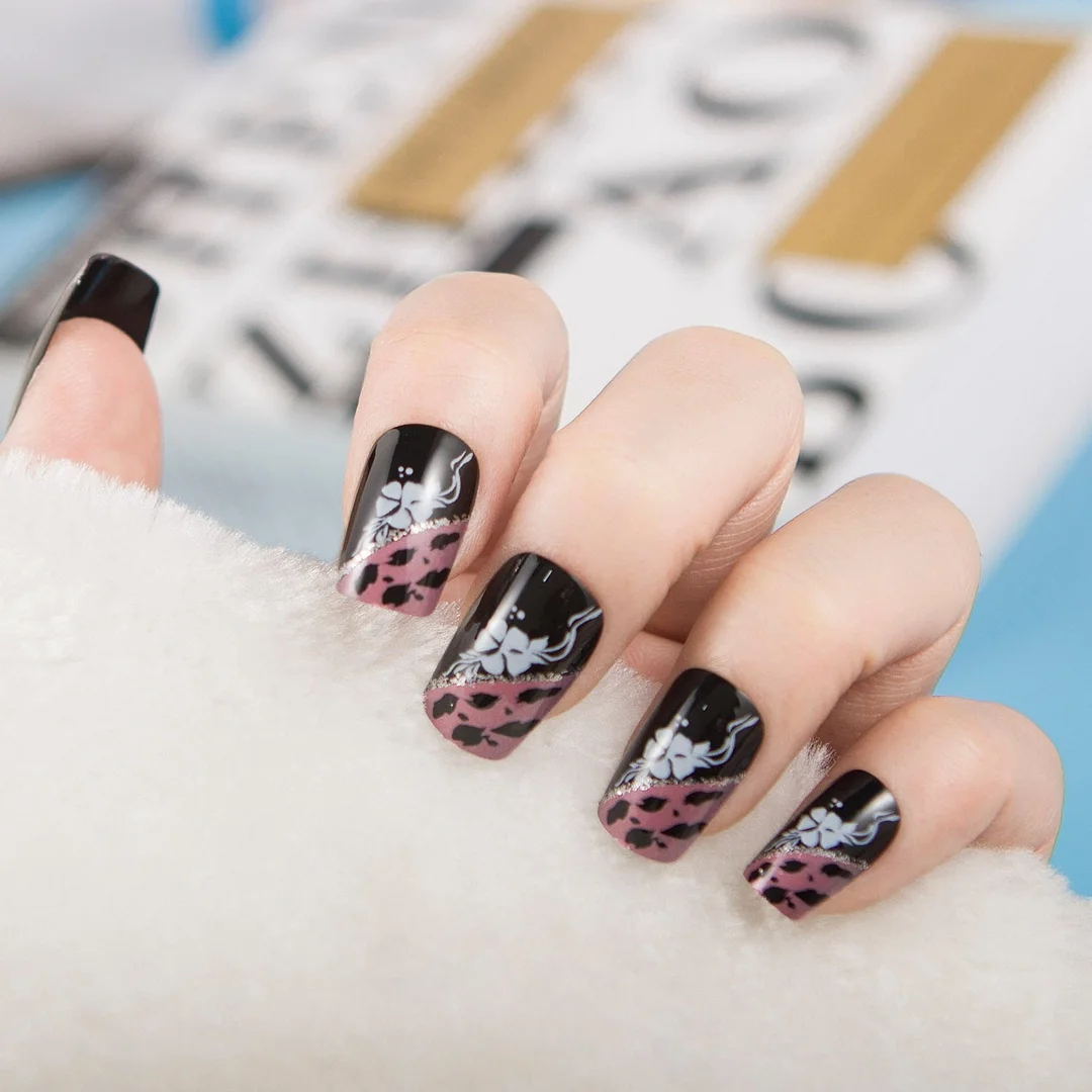 24pcs/set Fashion Acrylic Full Cover Fake Nails 10 Sizes Press on Nails Designs French False Nail Art Tips 278 Fingernail Tips-Nail Inspo