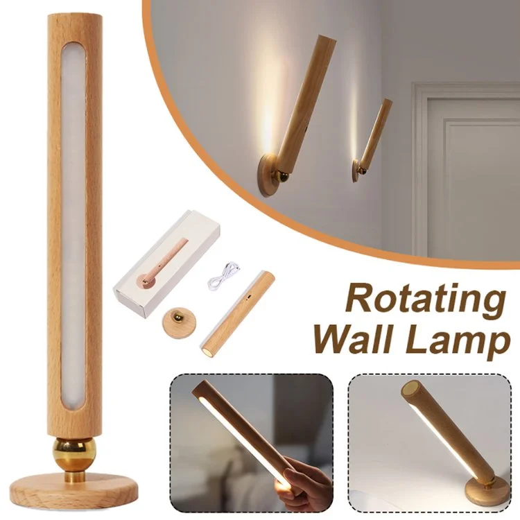 360° Rotatable Wooden LED Wall Lamp