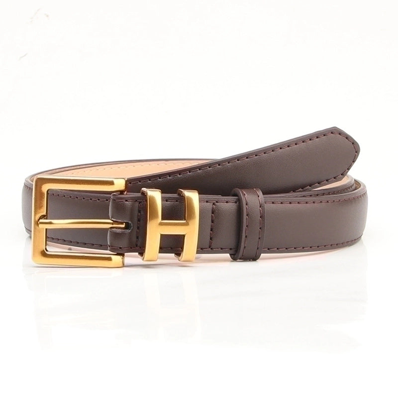 Minimalist Solid Color Pu Leather Alloy Women’s Leather Belts 1 Piece