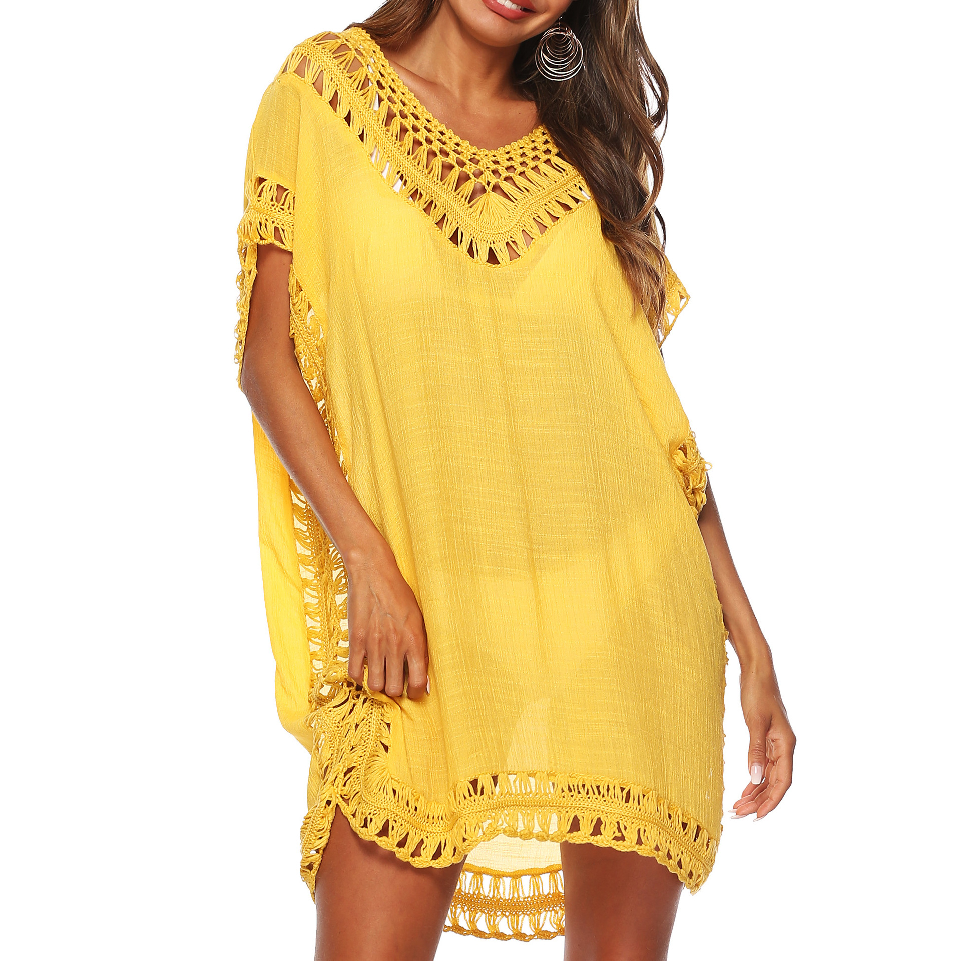  thdmladies Hollow Loose Beach Blouse Skirt thedmladies