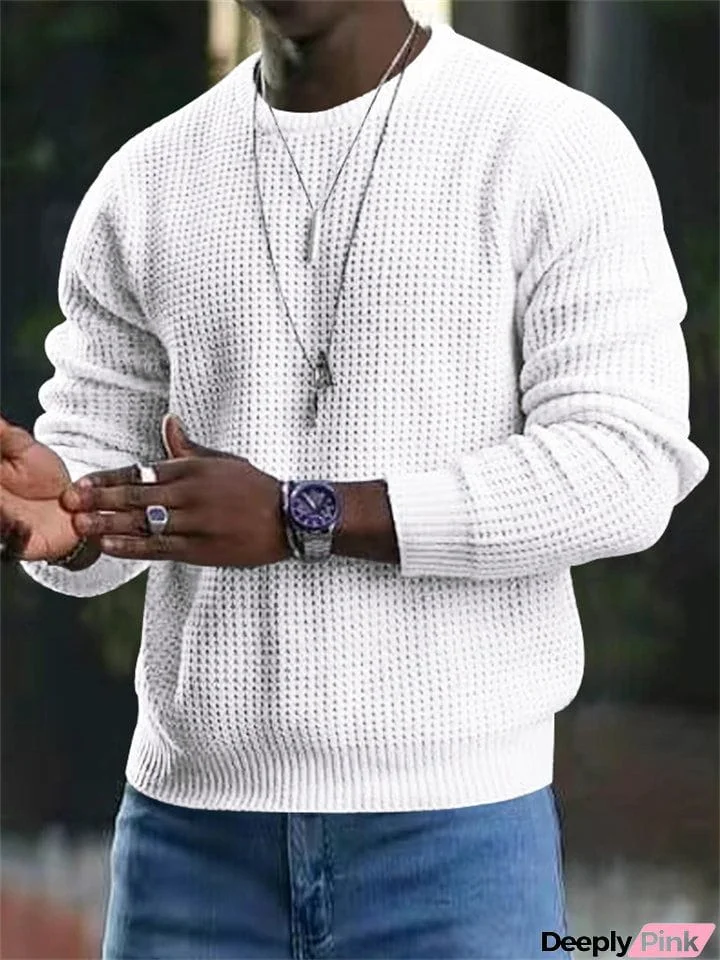 Men's Cool Round Neck Pullover Knitted Shirts for Autumn