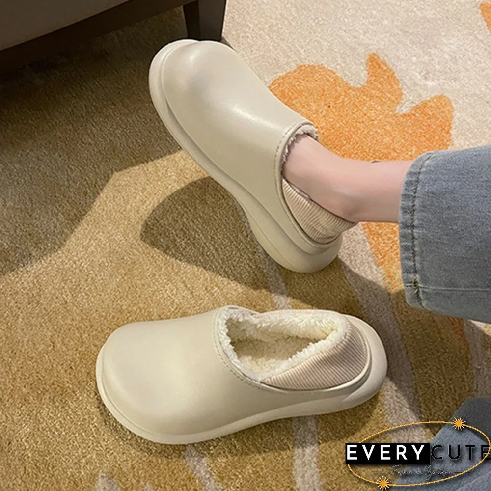 Waterproof Winter Shoes For Women Platform Cotton Slippers Warm Thick Soled Plush Flats Shoes
