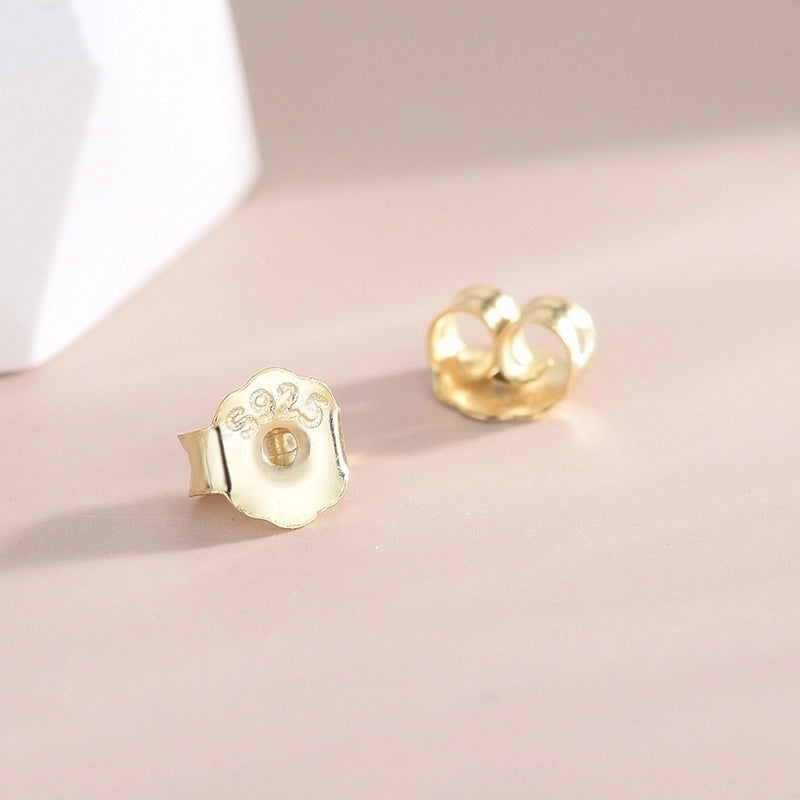 1 Pair 925 Sterling Silver Round Ear Studs