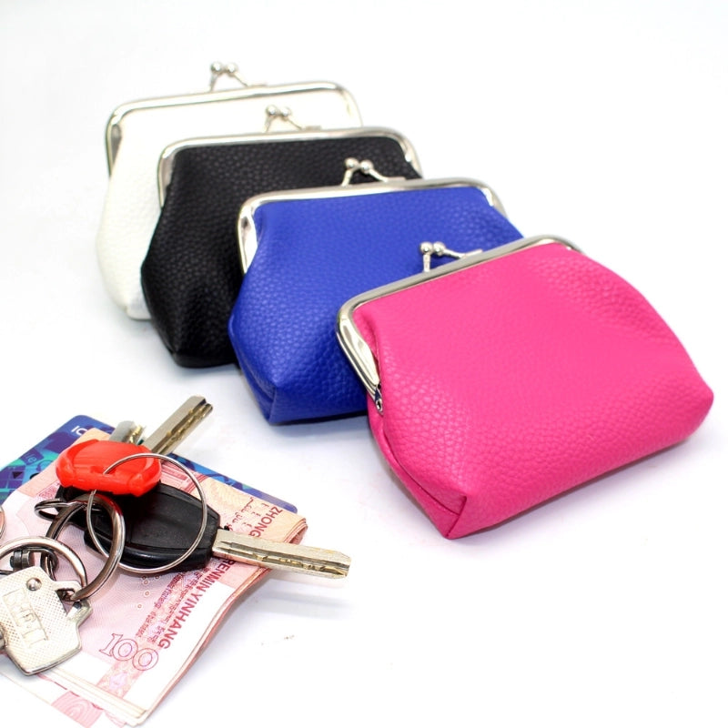 Women's Geometric Solid Color Pu Leather Polyester Lock Clasp Coin Purses