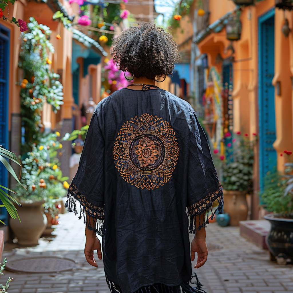 Men's Slouchy Ethnic Linen Robe Cardigan