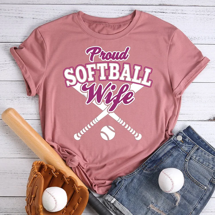 Proud Softball Wife T-shirt Tee -013065-Annaletters