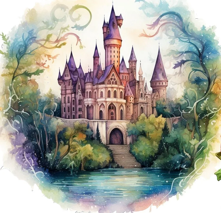 5D DIY Cartoon Harry Potter Diamond Painting Kit Castle Sticker
