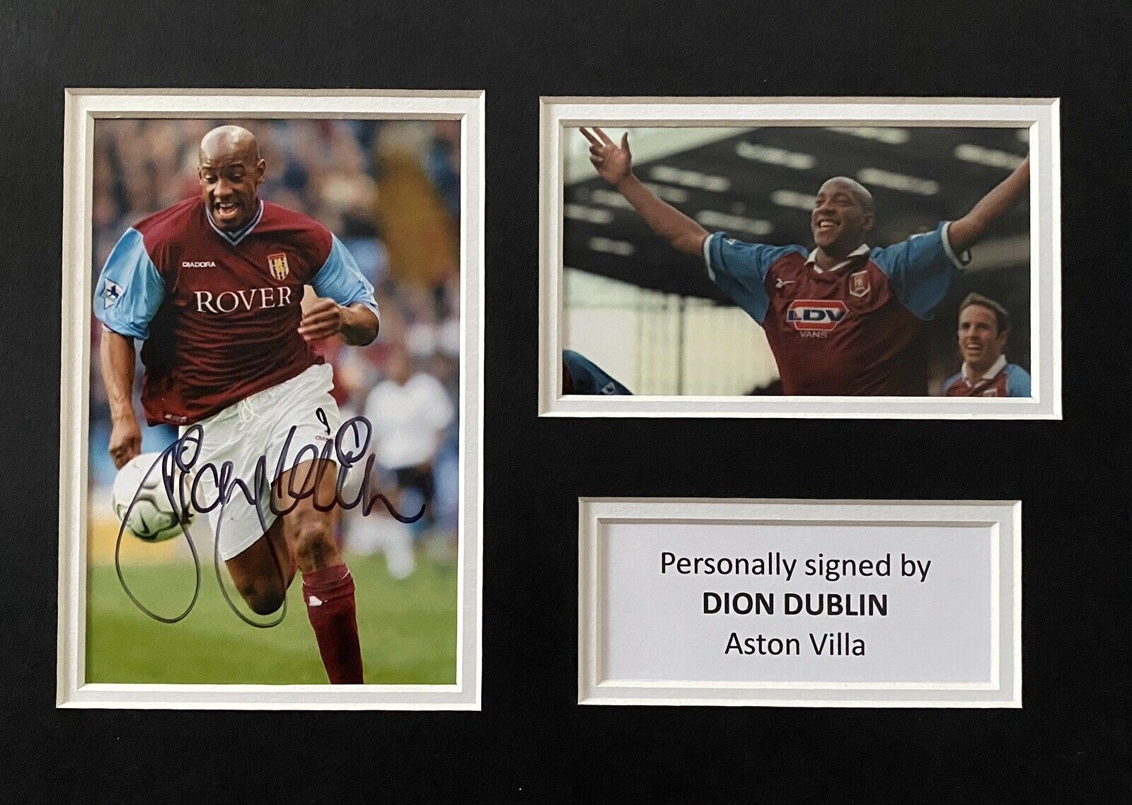 Dion Dublin Genuine Hand Signed Aston Villa Photo Poster painting In A4 Mount Display