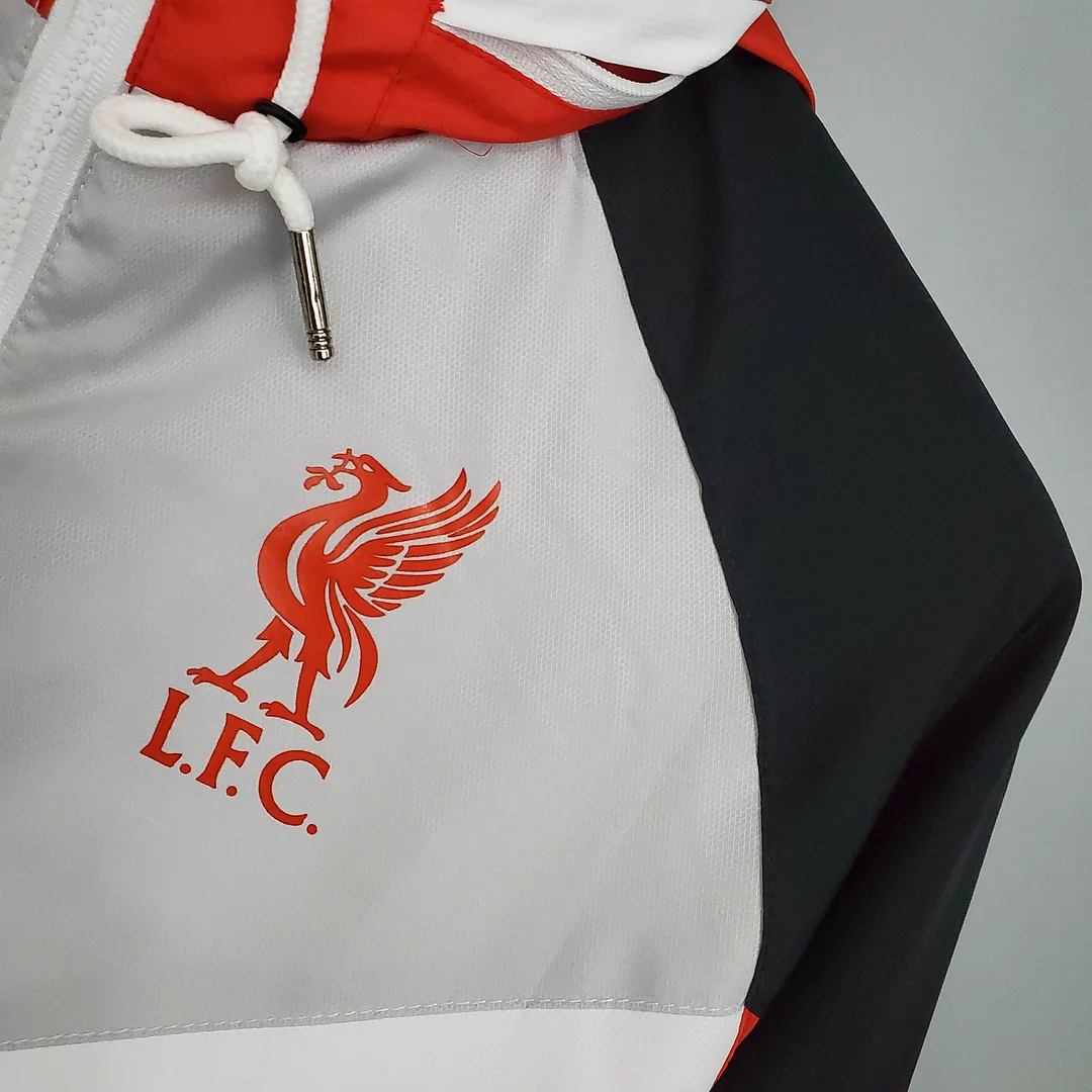 2021/2022 Liverpool Windbreaker （White-Black-Red） Soccer Jersey 1:1 Thai Quality