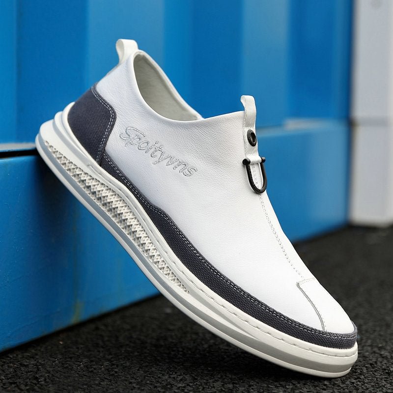 2021 New Mens Leather Casual Shoes White Tenis Footwear for Men Fashion Comfortable Autumn Male Flats Slip on Man Loafers Shoe