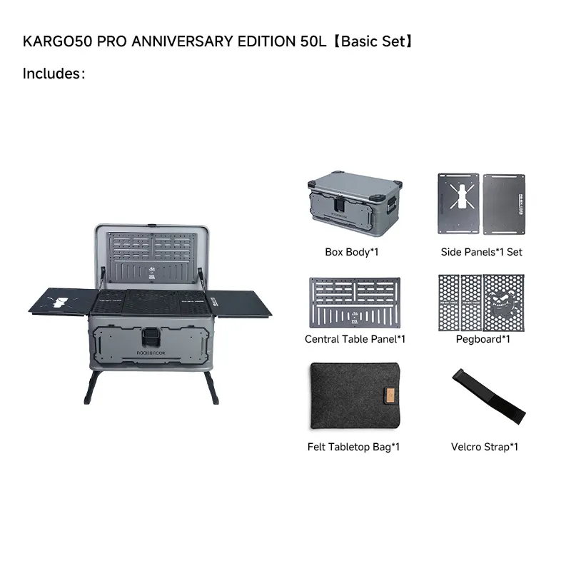 ROCKBROOK BX1025 50L Camping Kitchen Box with Foldable Stand 