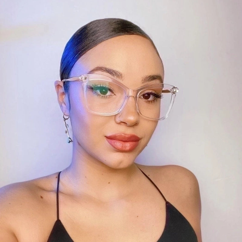 Cross-border Cat Eye Mi Nail Glasses Frame 2023 New Anti-blue Light Fashion Plain Glasses Women’s Ins Trendy Large Frame Glasses