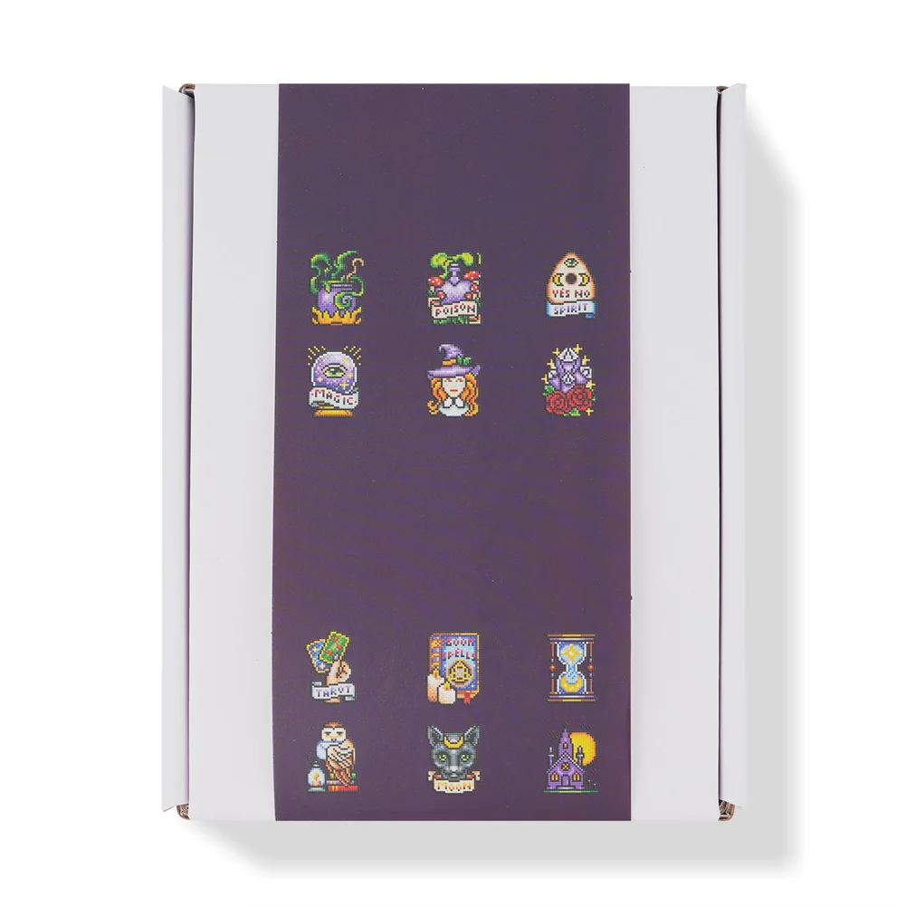 12pcs Witch DIY Mini Partial Round Diamond Painting Set Desktop Decor No Frame(12*17cm)