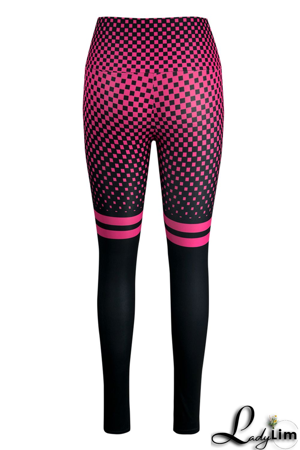 Rose Red Fashion Casual Sportswear Print Skinny High Waist Pencil Full Print Bottoms