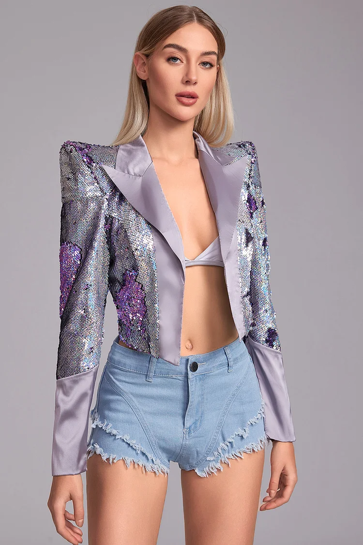 Disco Double Sided Sequin Jacket-Silver