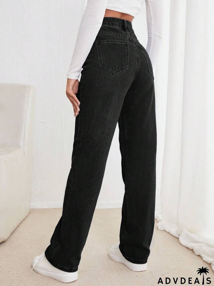 High Waisted Straight Leg Jeans