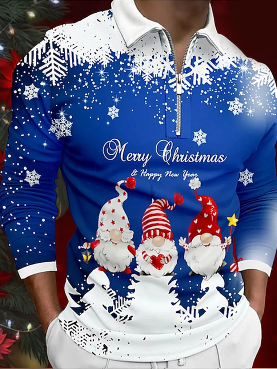 Men's Christmas Dwarf Casual Print Polo Shirt