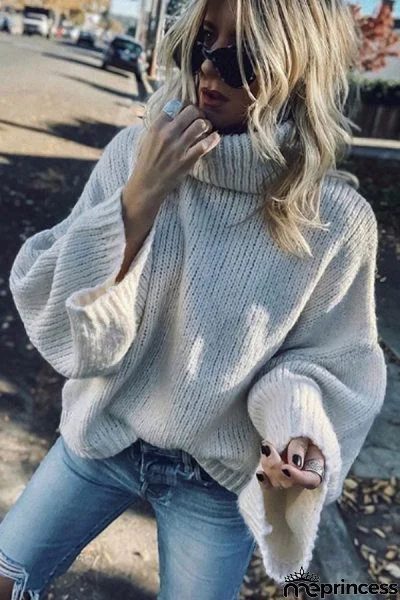 Casual easy turtlenecck sweater knitted sweater