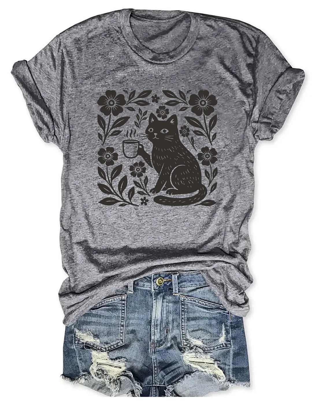 Boho Cat Coffee Lover T-shirt