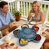 Divided Spinning Snack Serving Tray 5-Compartment Rotating Round Snackle Box Container with Lid for Chips and Dip Nut Candy Fruit Party Picnic