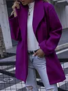 Simple Solid Color Lapel Collar Buttoned Loose Casual Woolen Outerwear