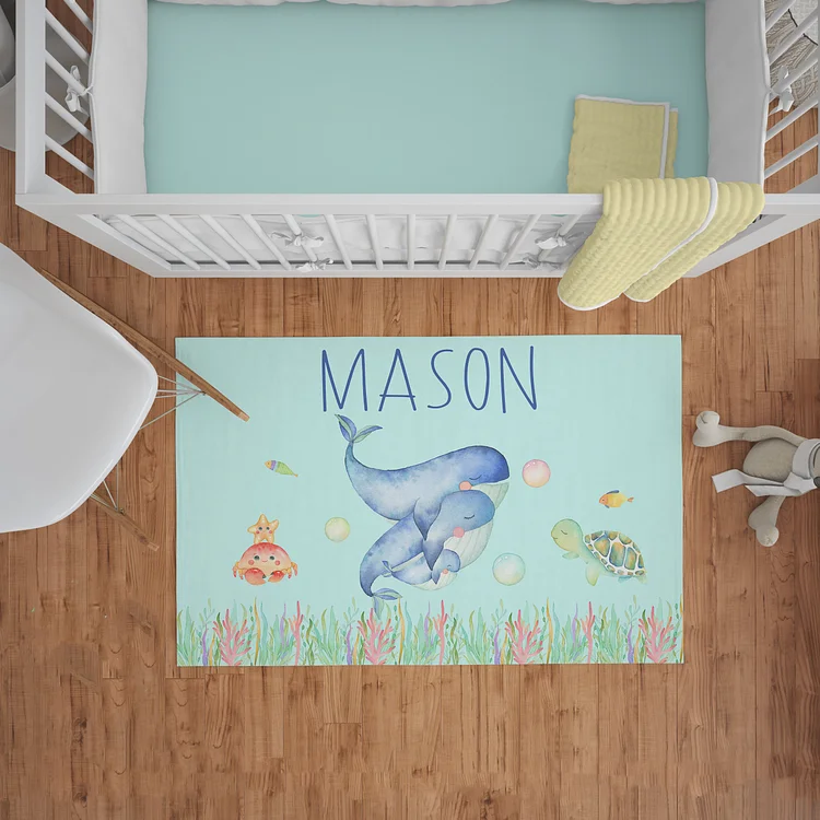 Personalized Baby Whale Rug|R143