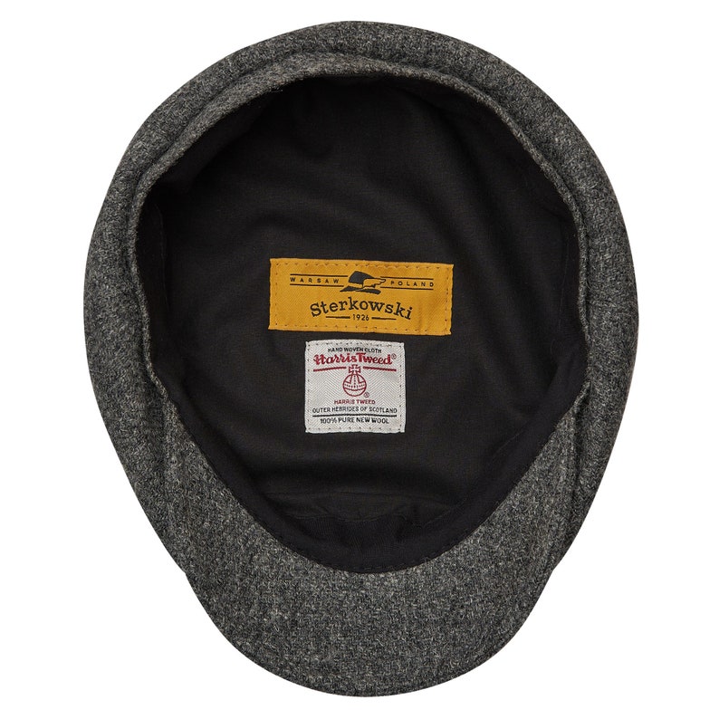 SHELBY Harris Tweed Genuine Scottish 8 Panels Newsboy PEAKED  Cap Applejack Bandit Hooligan Vintage Gangster Wool Fall Hat MID GRAY