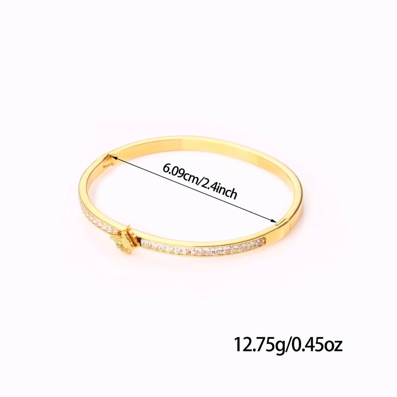 Casual Minimalist Round Heart Shape Butterfly Titanium Steel Zircon Bangle In Bulk