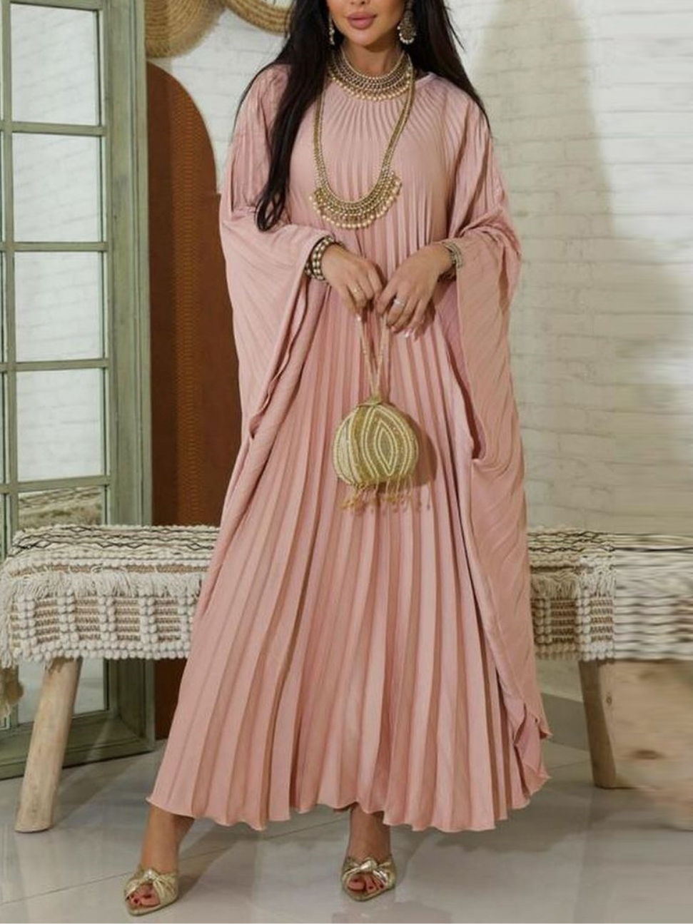 Chic Pullover Pleated Full Skirt Dress | Oxredo Shop Ramadan Sale