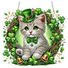 Diamond Painting Acrylic Four-Leaf Clover Cat Window Hanging Pendant for Home Decor