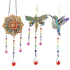 3PCS-2 5D DIY Diamond Painting Wind Chimes Suncatcher Kit Double Sided Diamond Art Kits Suncatcher with Crystal Pendant for Home Wall Window Decor Adults DIY Art Craft