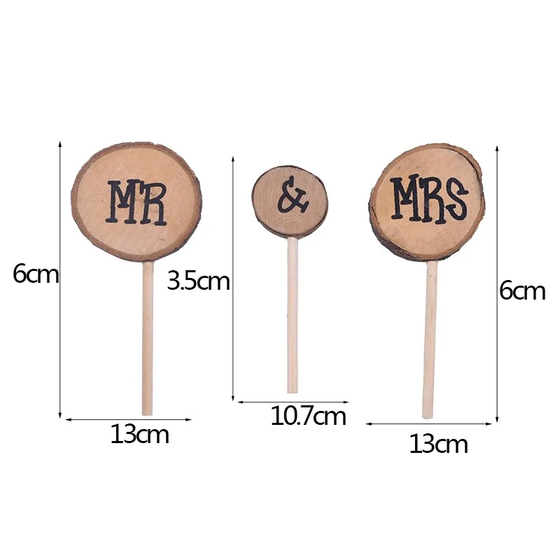 1Pcs Wedding Cake Topper Wood Mr& Mrs Just Married Decoration Bride Groom DIY Wedding Cake Decorations Engagement Party Supplies