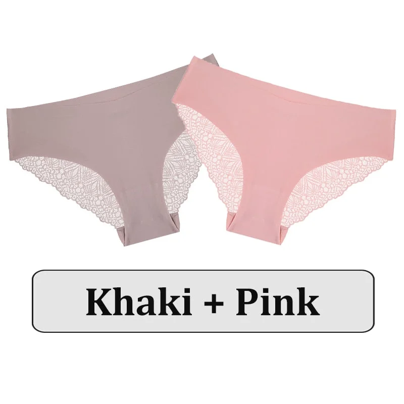 2PCS/Set Lace Panties Women Underwear Seamless Lingerie Sexy Panties Female Underpants Briefs Floral Lace Patchwork Woman Pantys