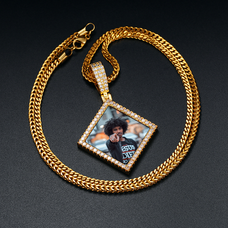 Custom Photo Square Memory Pendant Necklace Personalized Jewelry