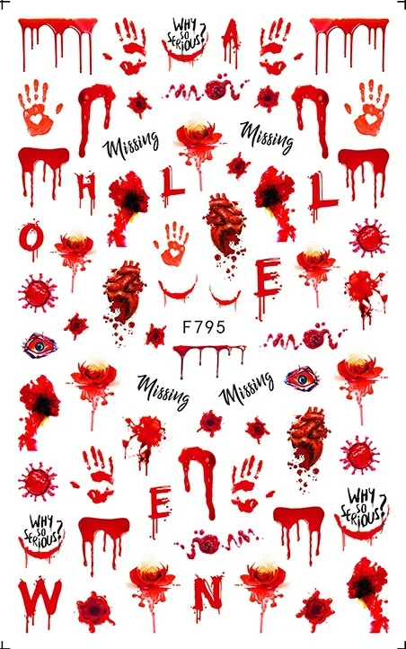 Churchf 1pcs Autumn Winter Nail Sticker Robin Snow Flower New Year Halloween Christmas 3D Decals Nail Art Design Decor Accessories-Nail Inspo