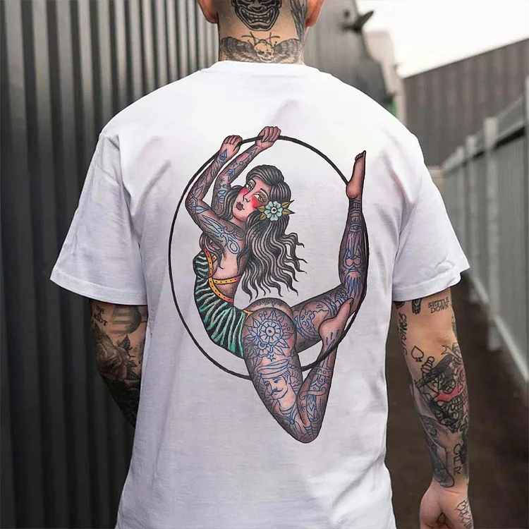 Yoga Tattooed Lady Printed Men's T-shirt